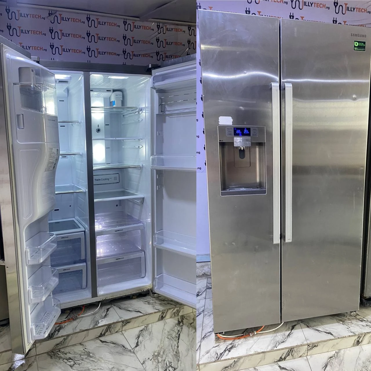 Samsung 750L Side by Side Water Dispenser & Cubed Ice Fridge & Freezer Inverter 